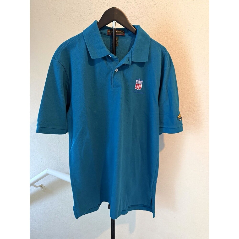 Vintage NFL Properties Jacksonville Jaguars Polo Mens Large Teal Country Cotton